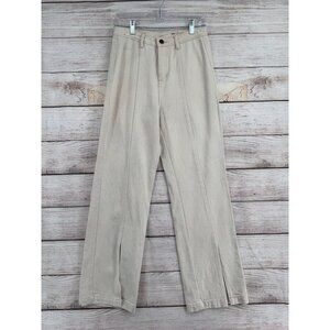 Wishlist Front Seam Ankle Split Wide Leg Jeans Women's Small‎ Cream/Beige
